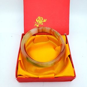 MULTI COLORED WATERMELON JADE BANGLE BRACELET